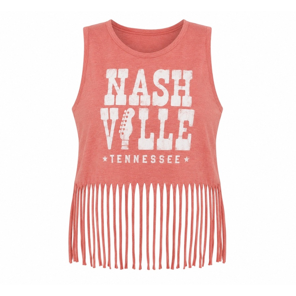 Hailey & Co Nashville Tennessee Fringe Muscle Tank Top oversized women Small‎